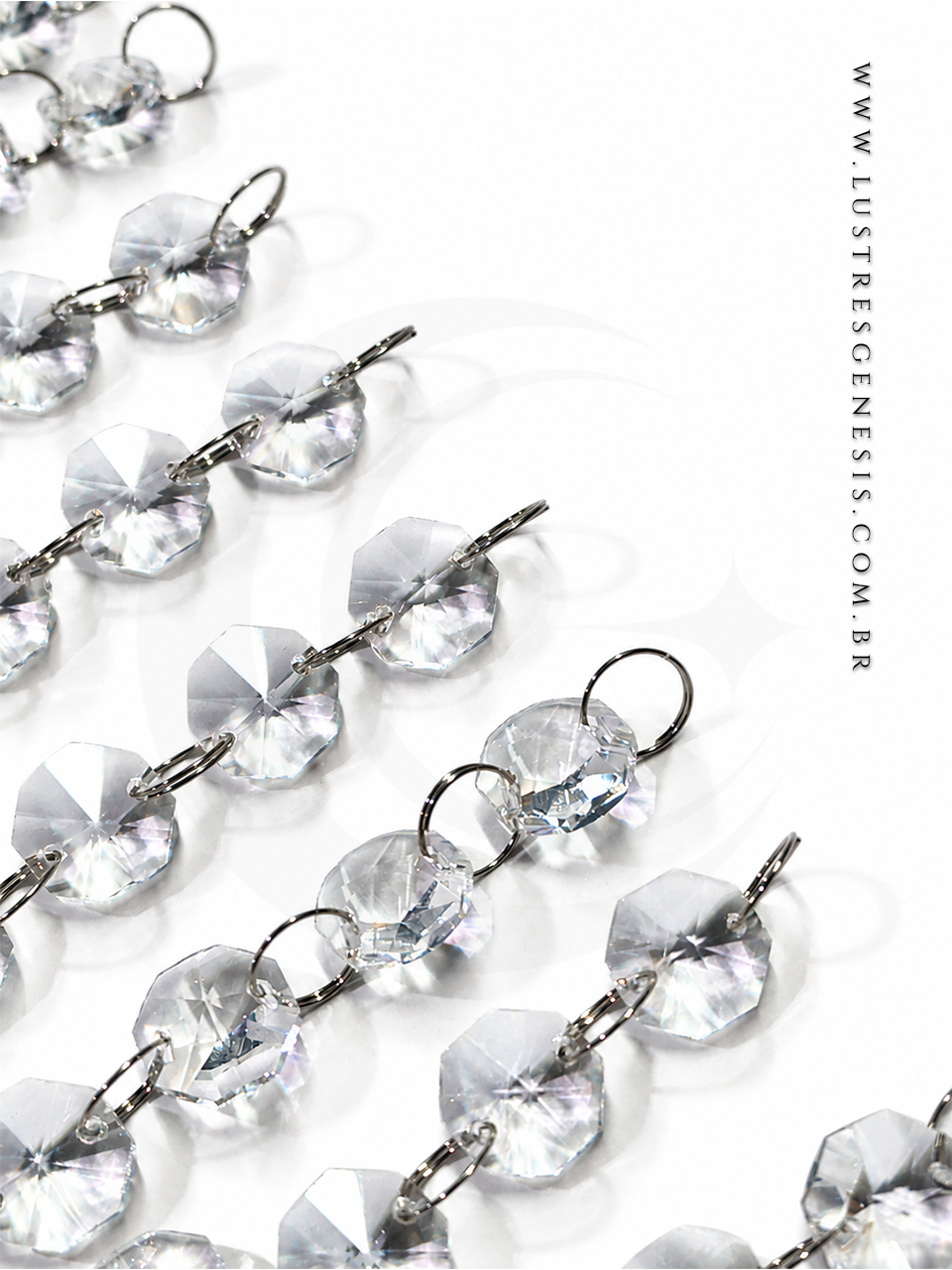 Corrente de cristal K9 castanha transparente multifacetada de 14mm para lustres, artesanato e Feng-Shui.